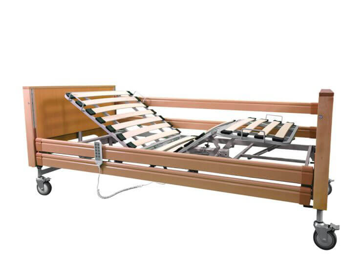 Letto singolo da degenza elettrico elevabile Trendelemburg a 3 snodi con rete a doghe in legno