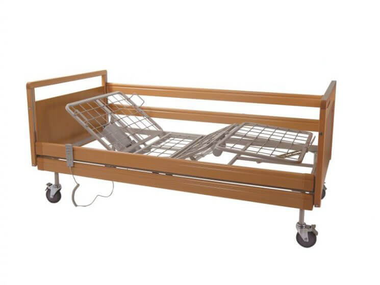 Letto singolo da degenza elettrico a 3 snodi ad altezza fissa con rete in acciaio