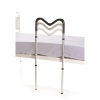 Sponda anticaduta in alluminio verniciato con appoggio a terra per letti da degenza